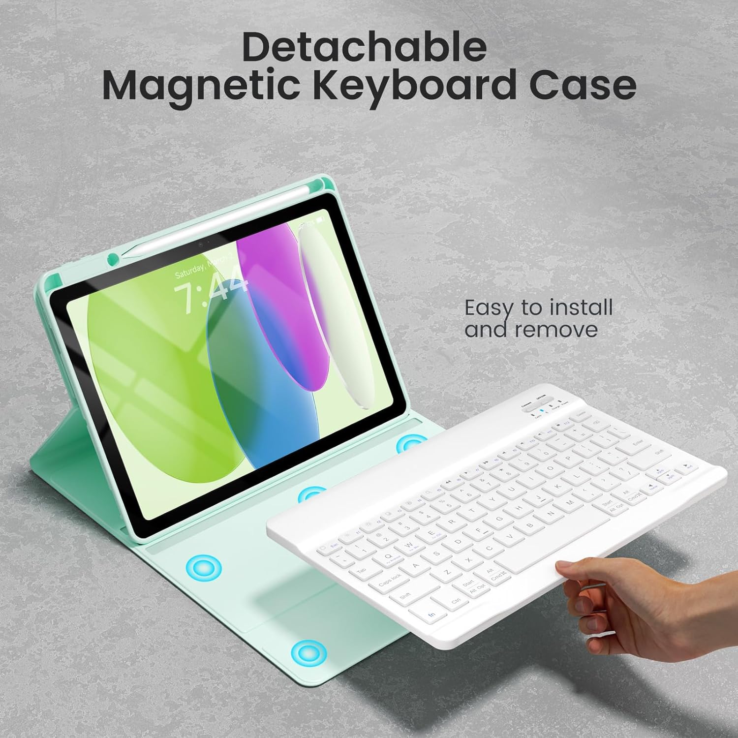 Keyboard Case for iPad 10th Generation 2022 & A16 11th Generation 2025(10.9/11 inch), Detachable Wireless Keyboard, Stand Folio Keyboard Case with Pencil Holder for New iPad 10th Gen 2022-Green