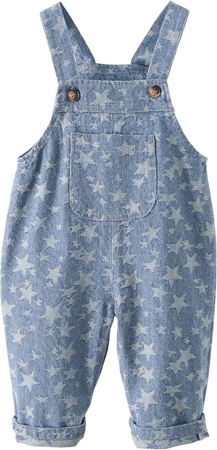 Happy Cherry Baby Boys Girls Jean Overalls Kids Denim Suspender Pants with Pocket Cute Romper Sleeveless Jumpsuit