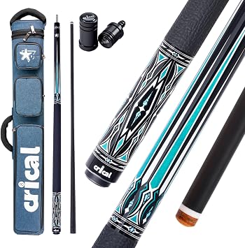 CRICAL Carbon Fiber Pool Cue Stick with 2x4 Hard Cue Case, 58" Super Low Deflection Pro Taper Billiard Cue, 12.5mm Tip, Tournament Level Pool Cue, Holds 2 Butts and 4 Shafts