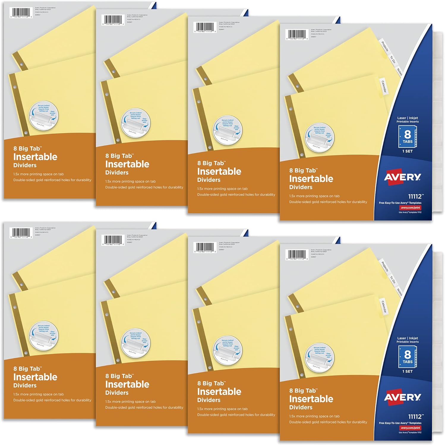 Avery 8 Tab Binder Dividers, Insertable Clear Big Tabs, 1