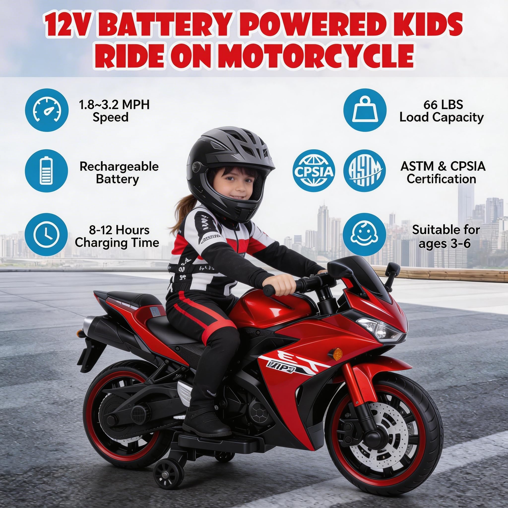 Motocicleta Eléctrica Infantil Con Caja De Almacenamiento – Quad De 62x38x41.5 Cm, Batería De Litio, Música Bluetooth Y Faro LED, Para Niños De 2 A 7 Años, Hasta 50 Kg