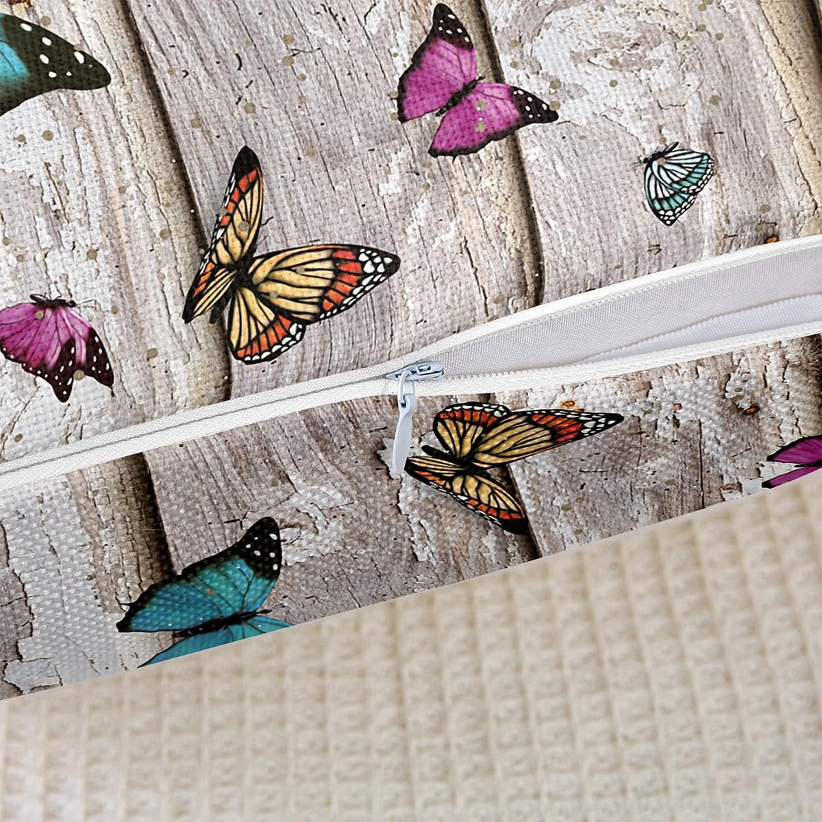 Federa per cuscino da 45,7 x 45,7 cm, motivo floreale blu e