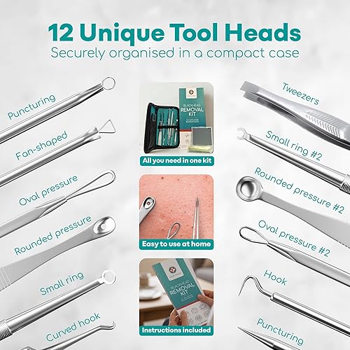 Miniatura 3 de Kit removedor de puntos negros con papel secante de control de aceite [50 hojas] – Popper de espinillas de acero inoxidable, kit de extracción