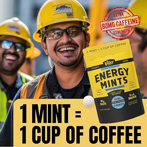 Miniatura 5 de Viter Energy Mentas Con Cafeína Extra Fuerte 80mg de Cafeína, Vitaminas B, Sin Azúcar. (Wintergreen, 8oz, Bolsa a Granel)