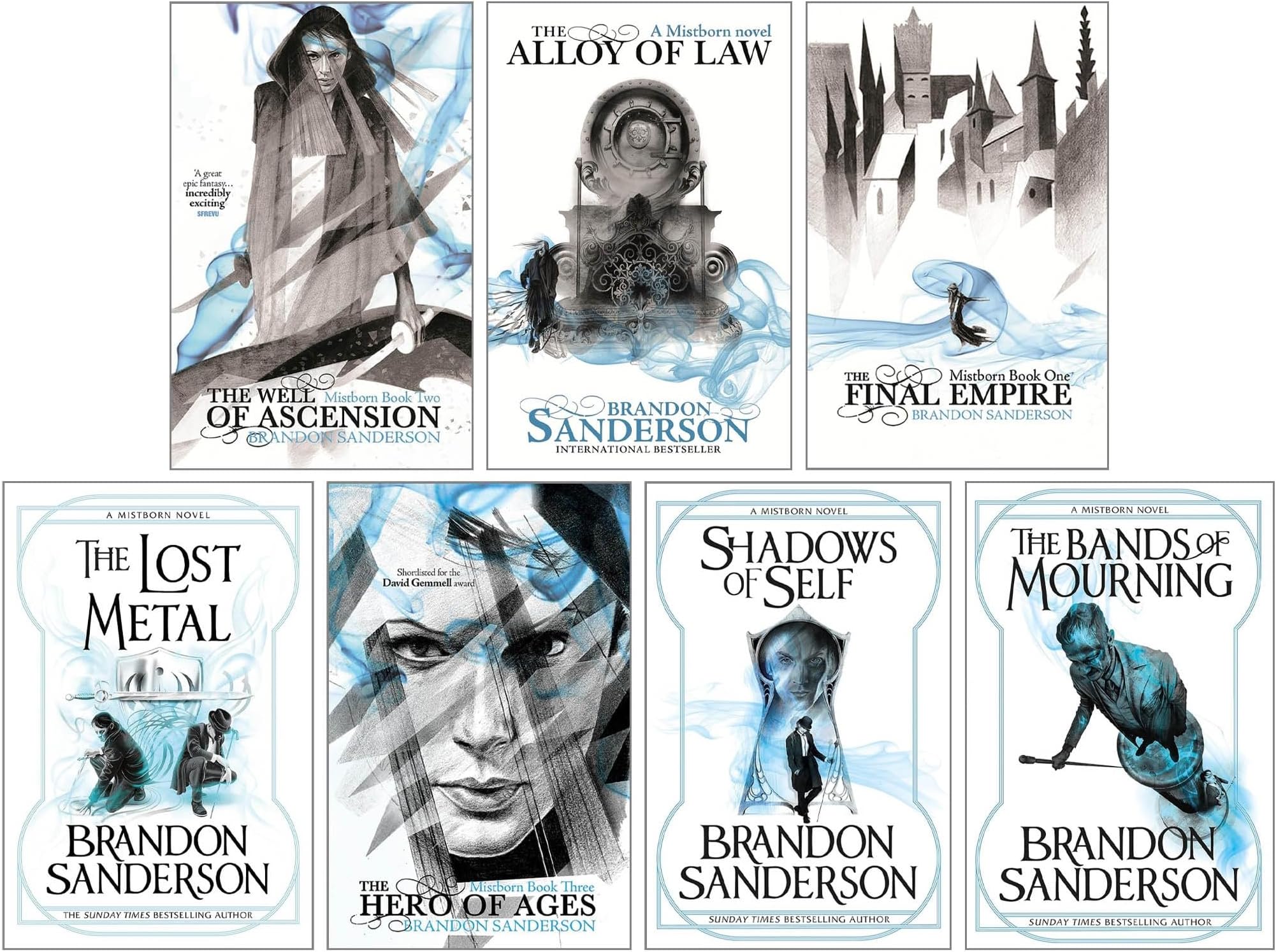 Mistborn Series 7 Books Collection Set (The Final Empire, The Well Of Ascension, The Hero Of Ages, The Alloy of Law, Shadows of Self, The Bands of Mourning & The Lost Metal)