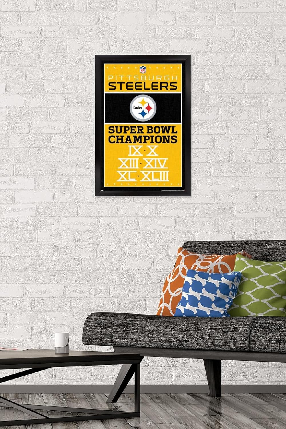 Trends International NFL Pittsburgh Steelers - Champions 13 Wall Poster, 14.725" x 22.375", Black Framed Version