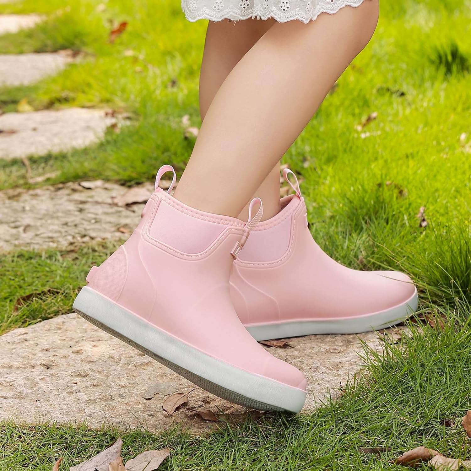 Kids Deck Boots Boys Rain Boots Girls Rubber Ankle Boots Water Shoes, Non-slip Waterproof Outdoor Fishing Shoes for Childs School Play Footwear