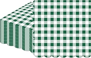 100 Pcs Green Gingham Napkins Disposable - Green and White Checkered Paper Napkins - Scalloped Plaid Dinner Napkins for Birthday Wedding Picnic BBQ Golf Party Supplies