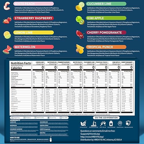 Vista 2 de 16 paquetes de electrolitos en polvo, paquetes de hidratación sin azúcar, 8 sabores líquidos diarios IV mezcla de bebida de electrolitos