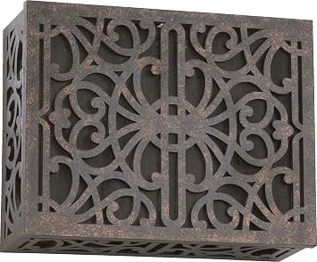 Quorum 7-115-044 Surface Mount Doorbell Chime Grill Cover | 7.75 Inch Width | Decorative Replacement Chime Cover | Surface Mount Installation | Durable Resin Construction | Toasted Sienna Finish.