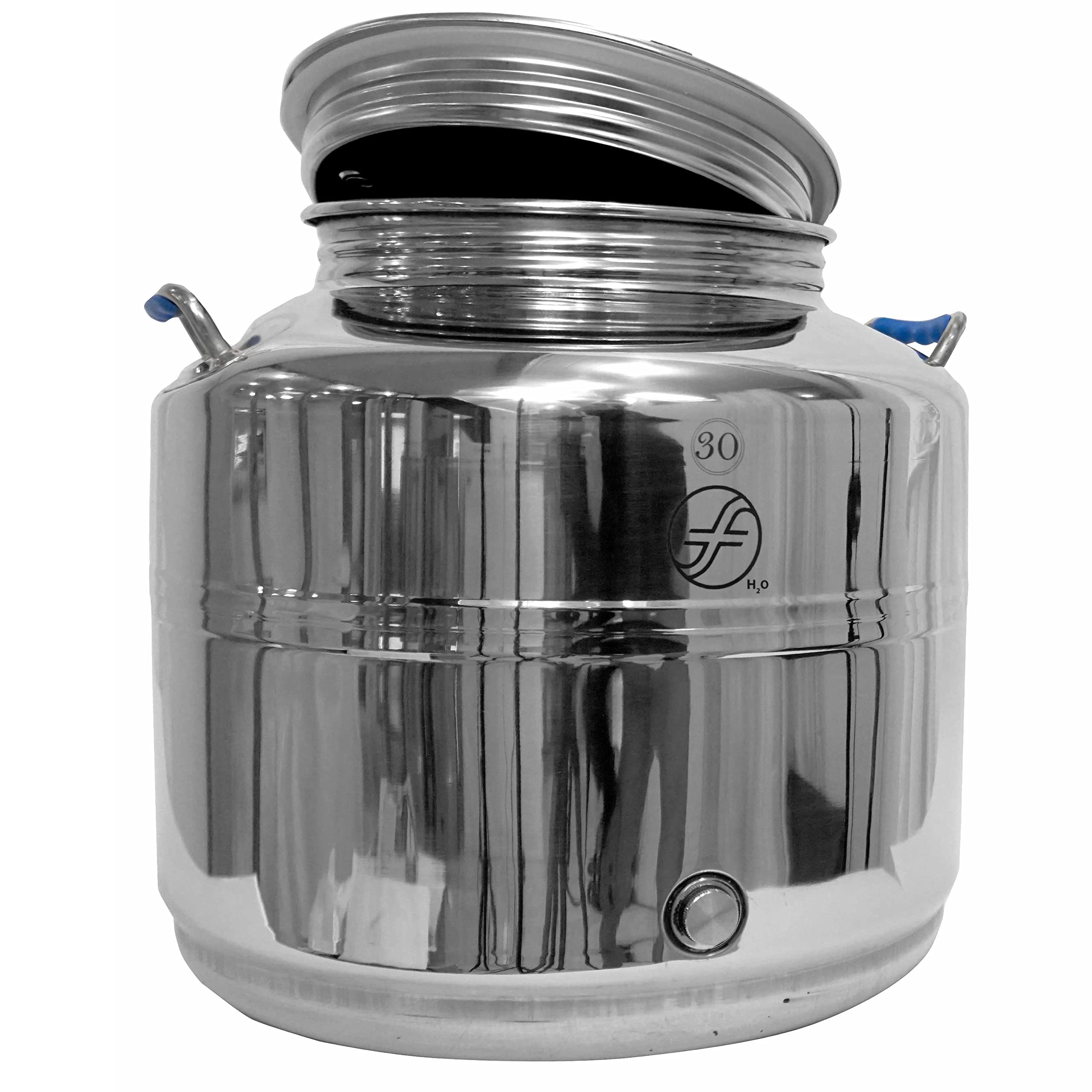 Edelstahlkanne Fischer Polish-Line geschweißt - Nicht gebördelt, Transportkanne lebensmittelecht, Entlüftungsschraube im Deckel, Made in EU (Polish H2O 30L mit Auslaufhahn)