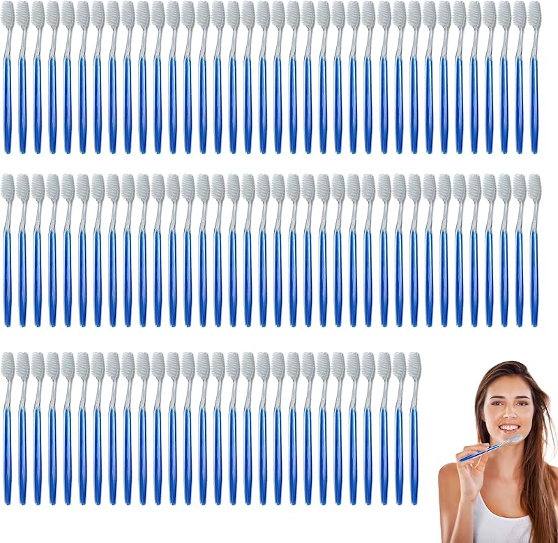 100 unidades de cepillos de dientes desechables, cepillos de dientes de viaje portátiles, envasados individualmente, cepillo de dientes de viaje, cerdas suaves, cepillos de dientes desechables para