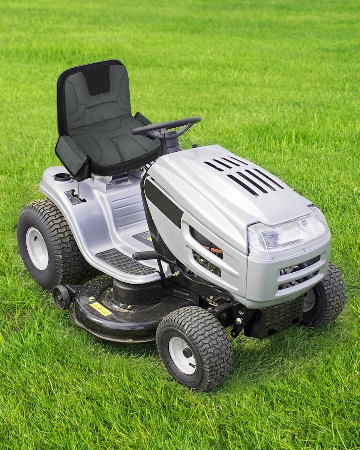PACETAP Funda de Asiento de Tractor con Bolsa de Bebidas, Resistente al Agua, Oxford 600D, para cortacésped, Compatible con Kubota, Cub Cadet, Ford, Mahindra, Husqvarna (Negro, Mediano)