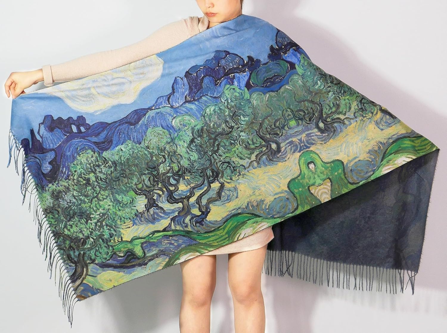 Wander Agio Fashion Painting Scarf for Women Long Shawl Large Warm Scarves Cashmere Feel Retro Fall Shawls - Image 2