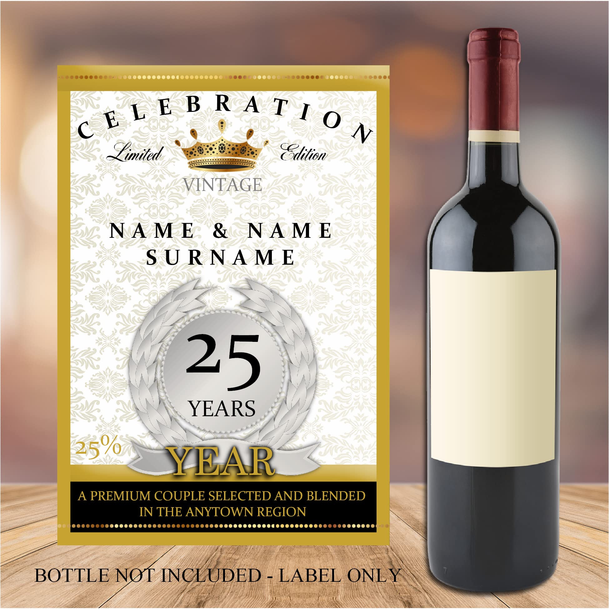 Silver Gifts Personalised Silver 25th Wedding Anniversary Wine ...