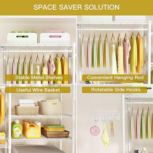 Miniatura 7 de Ulif Escurridor de ropa U6, 5 niveles sobre lavadora y secadora, almacenamiento y organizador de lavandería, ahorro de espacio resistente, 65.3