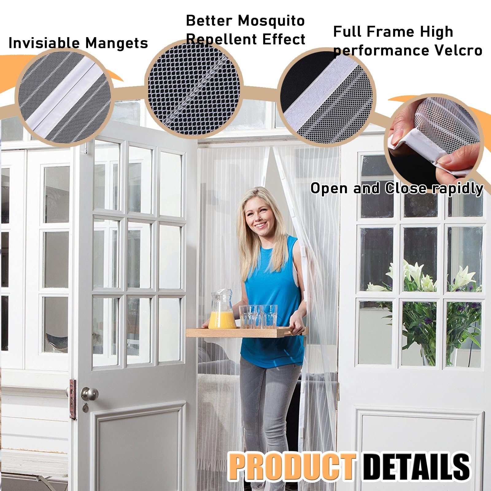 Magnet-Fliegengitter Für Türen – Selbstschließend, Ohne Bohren, 116 X 244 Cm | Insektenschutz Für Balkon, Terrasse & Wohnzimmer