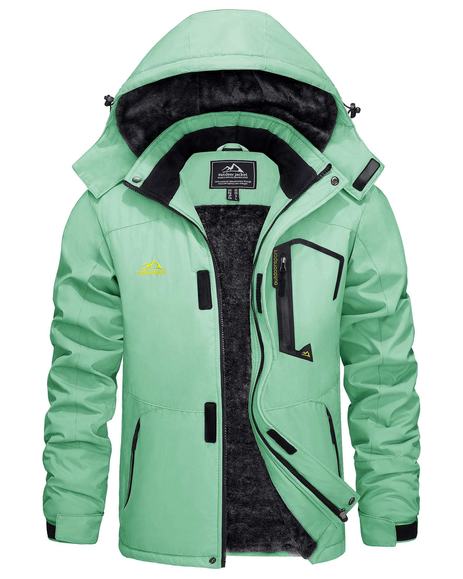 KEFITEVD Hombre Impermeables Lana Chaquetas Impermeables Esquí Cálidos Invierno Abrigos Térmicos Exteriores Abrigos con Capucha Desmontable — view 12