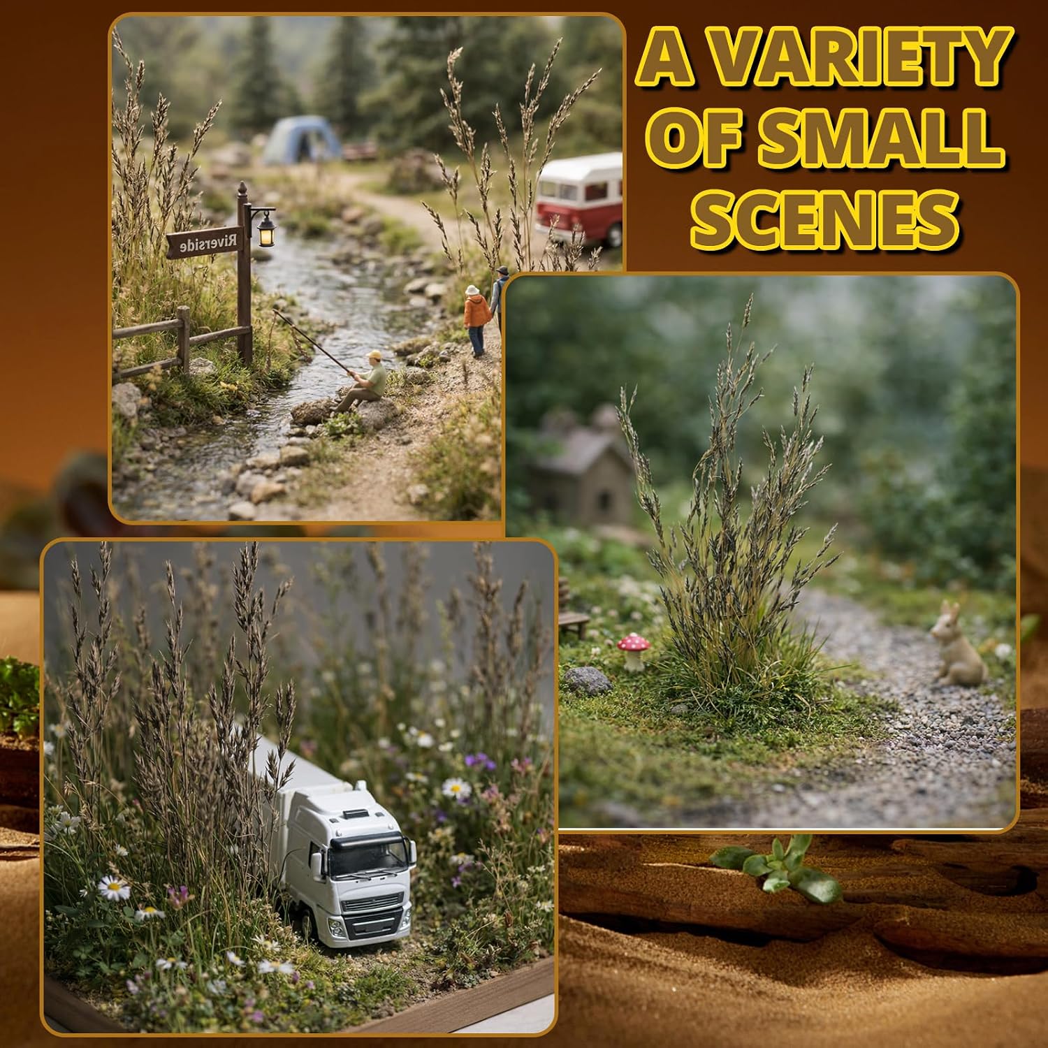 Warmtree Miniature Static Grass Bushes Long Green Shrub Model for Diorama Supplies Train Landscape Railroad Scenery Sand Military Layout