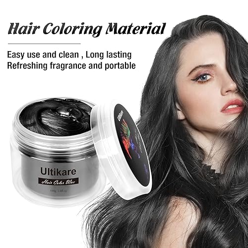 Miniatura 7 de Ultikare - Tinte temporal para el cabello negro, tinte para el cabello, color de cera natural, crema de barro instantáneo, 3.4 onzas líquidas,