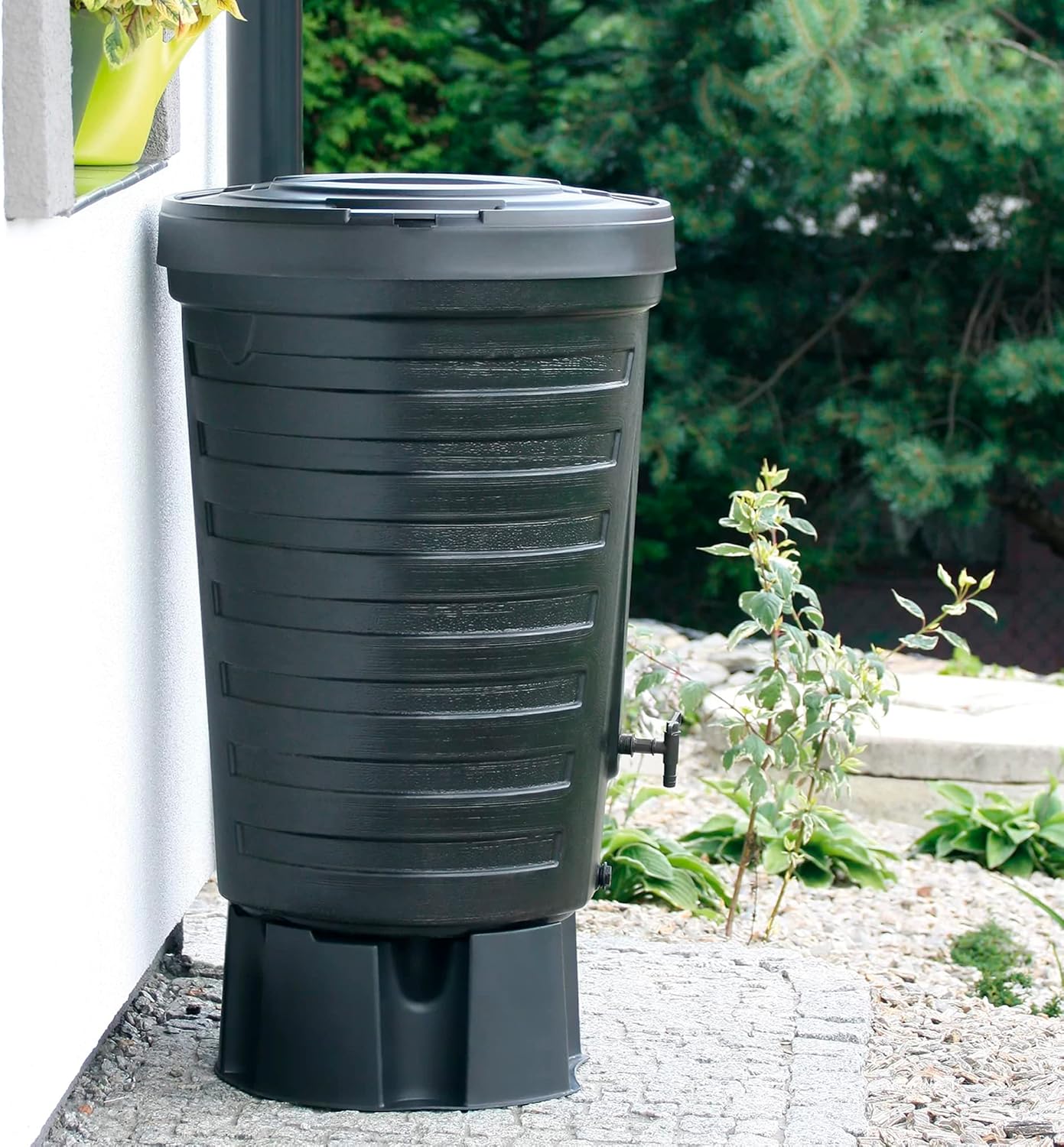 Prosper Plast IDRA210-S411 Raincan Rainwater Barrel, 64.8 x 92.8 cm, Black, 64.8x64.8x92.8 cm