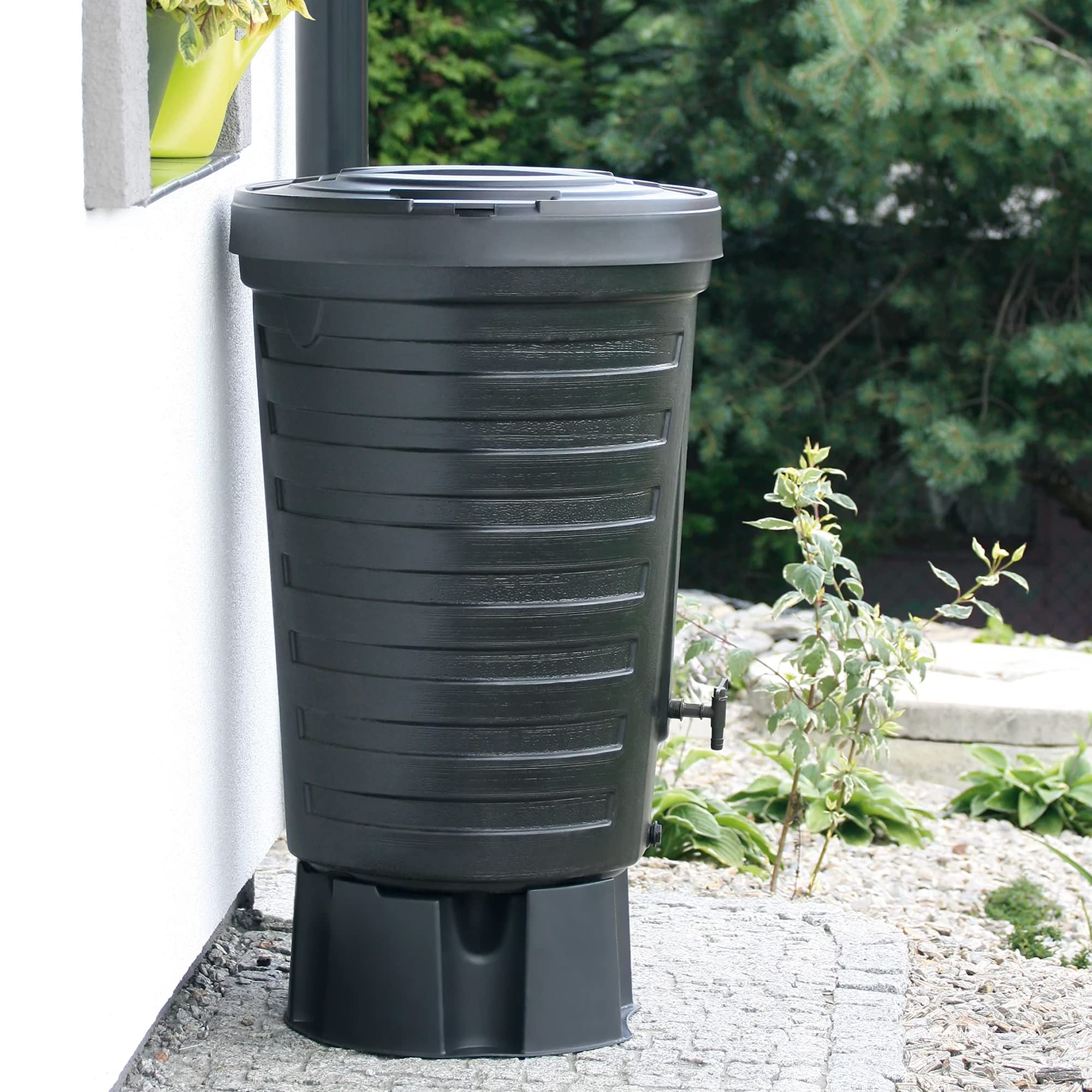 Prosper Plast Raincan beczka na deszczówkę, 64,8 x 92,8 cm, czarna, 64,8 x 64,8 x 92,8 cm