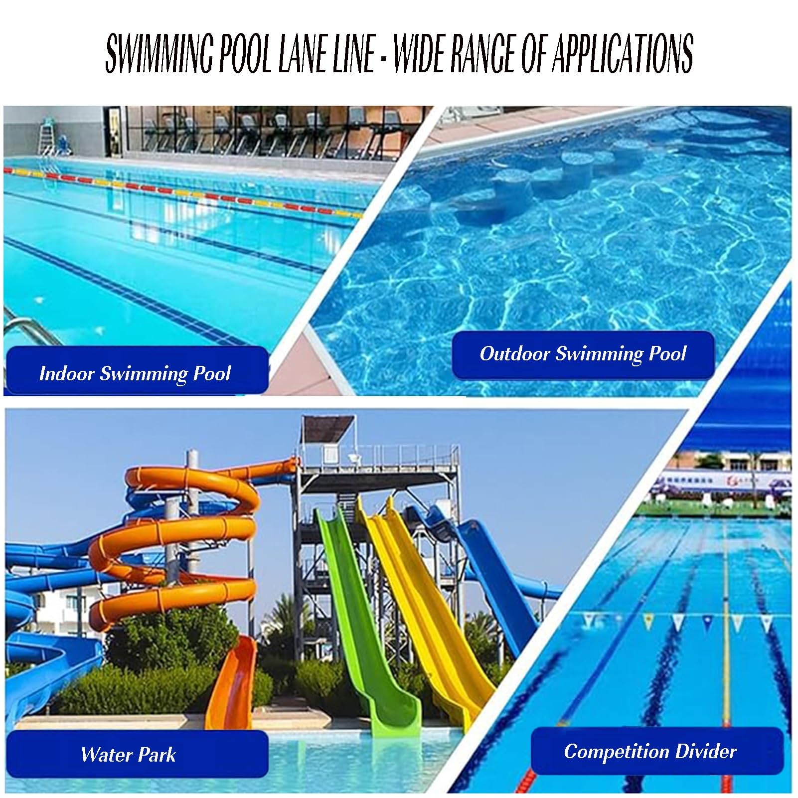 Corda divisoria di sicurezza per piscina, 18 m, kit di visibilità durevole per estremità basse e profonde, recinzione essenziale per piscina per una maggiore protezione