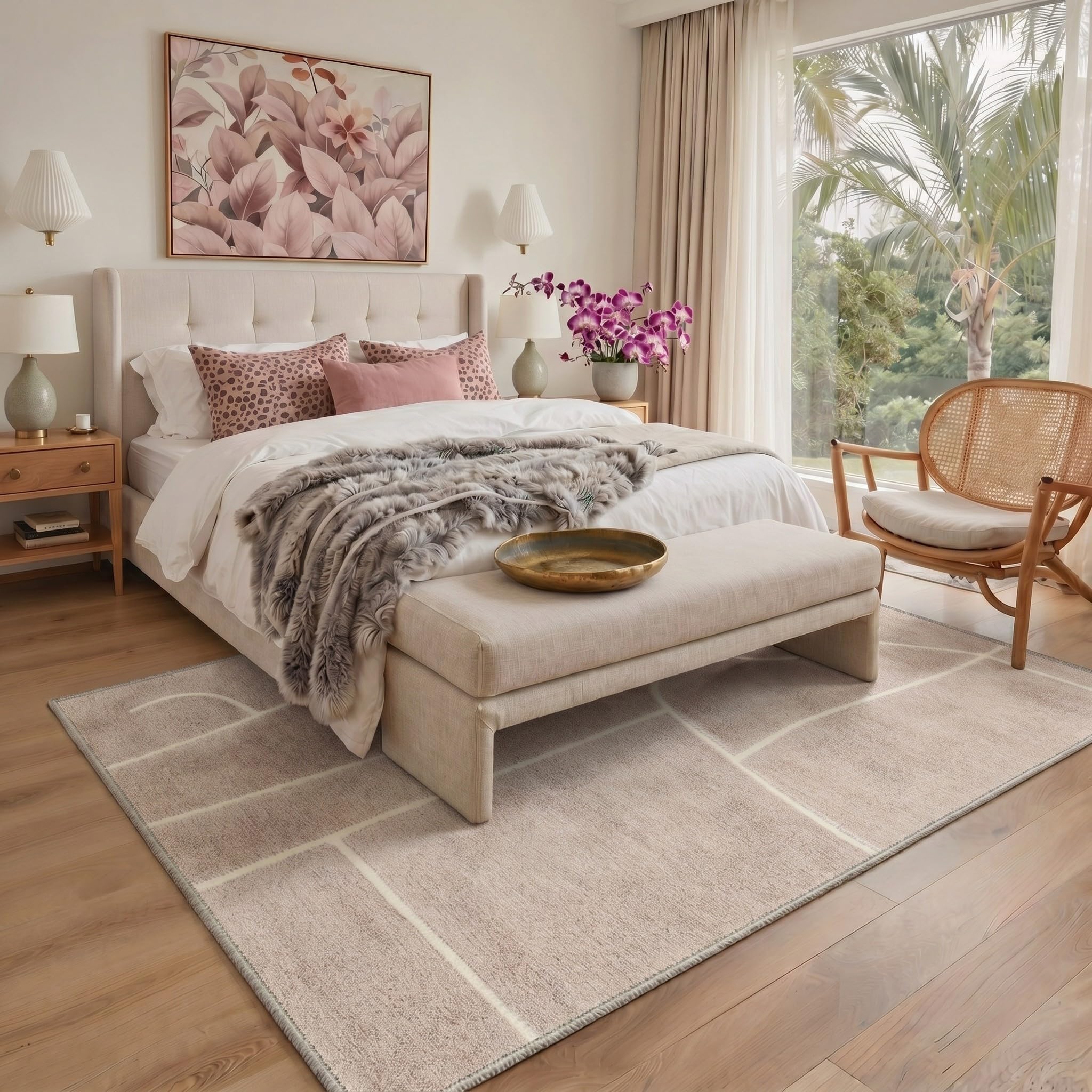Tapis salon 160x230 cm grand modèle moderne chambre ocre BEIMO