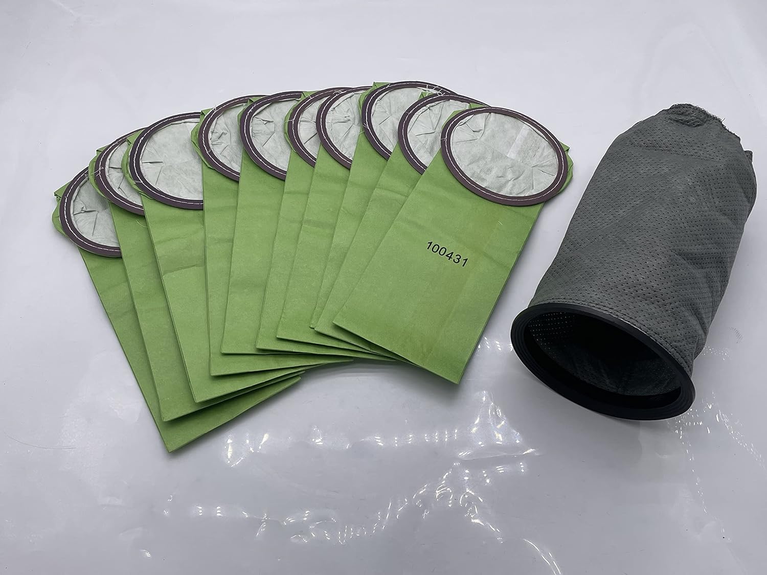 Smilefil Round 6QT Intercept Micro Filter Paper Bags 100431 & Round Reusable Micro Cloth Filter Bags 100564 Replacement Fits for Proteam Cylindrical 6 Quart Backpack Vacuum Cleaners