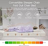 Vista 3 de Sofá Cama Individual Plegable Silla Sofá Cama con Almohada, Twin, Beige Fold out chair bed, Futon sofa bed, Extra bag included, All foam made