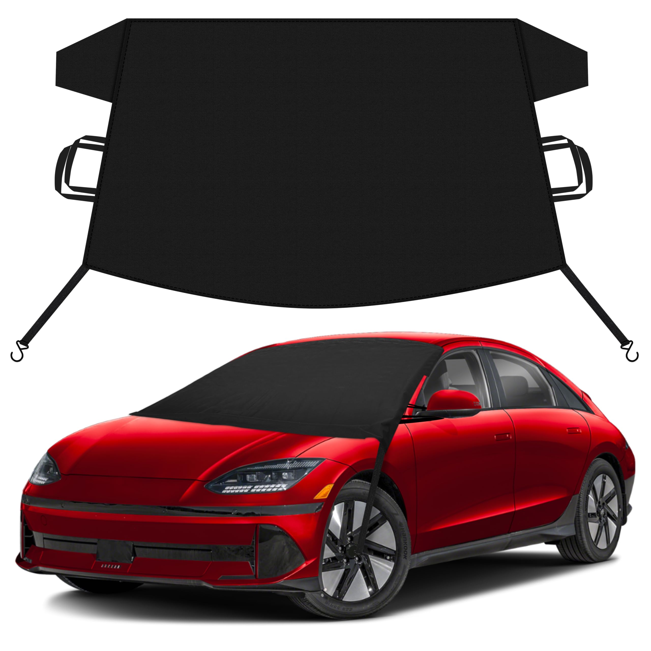 EcoNour Car Snow Cover Compatible for Hyundai Ioniq 5 Ioniq 6 | Windshield Cover for Ice and Snow with S-Hook Straps | Heavy-Duty 600D Oxford Winter Car Cover, Waterproof &amp; Anti-Slip