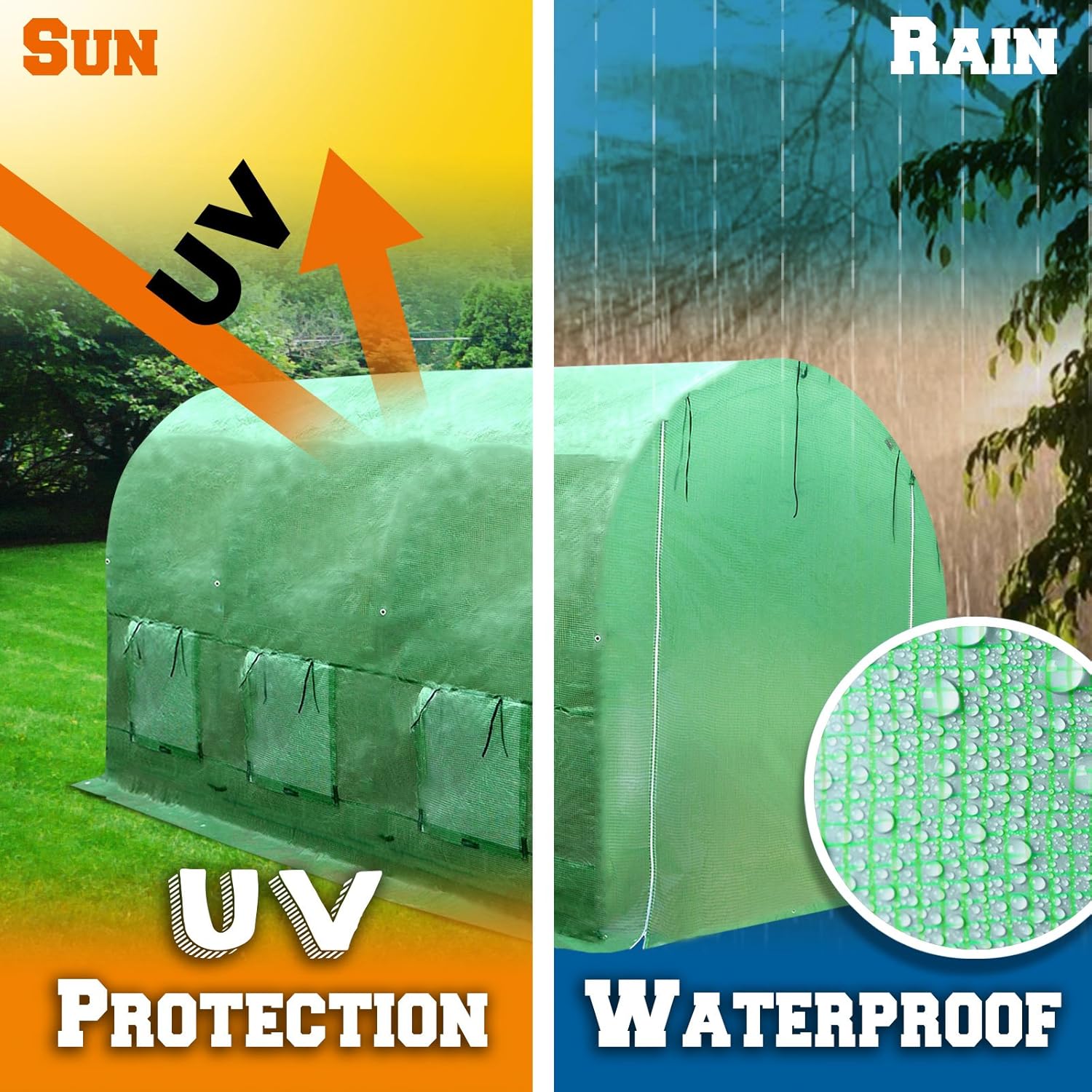 YardGrow Greenhouse Replacement Cover Larger Walk in Outdoor Plant Gardening Greenhouse, Cover ONLY, Frame Does NOT Included (12x7x7 FT)