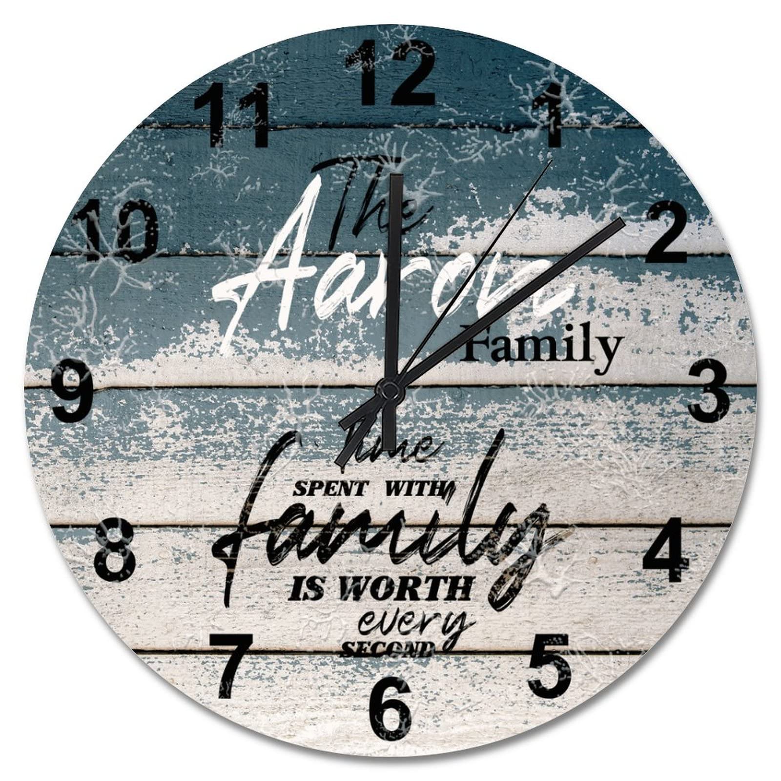 Horloge murale en bois craquelé 38 cm décoration vintage à piles