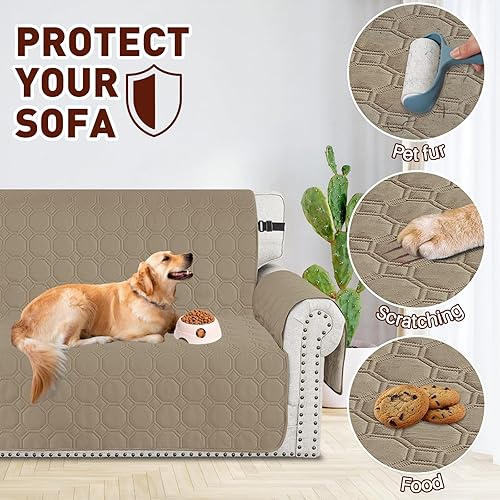 Miniatura 5 de XINEAGE Funda de sofá 100% impermeable para sofá de 2 plazas, antideslizante, lavable, protector de muebles para mascotas, niños y perros (sofá