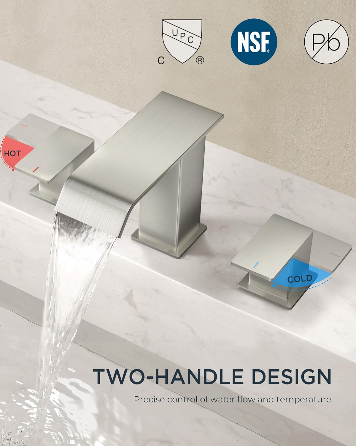 FORIOUS Bathroom Faucets 3 Hole or 1 Hole, Brushed Nickel Bathroom Sink Faucet with Pop Up Drain and Water Supply