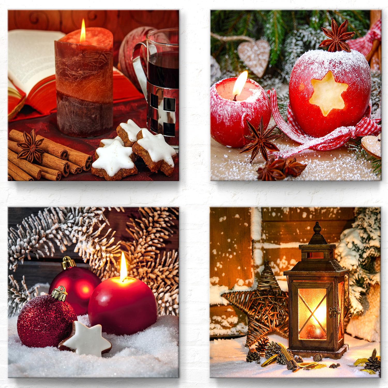 Weihnachten Deko Bilder für Wohnung und Büro als Leinwandbilder im 4er Set B