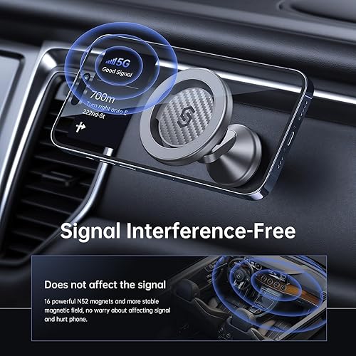 Miniatura 4 de SYNCWIRE Soporte magnético para teléfono MagSafe para automóvil, soporte magnético de Kevlar para el tablero del automóvil, rotación de 360°,
