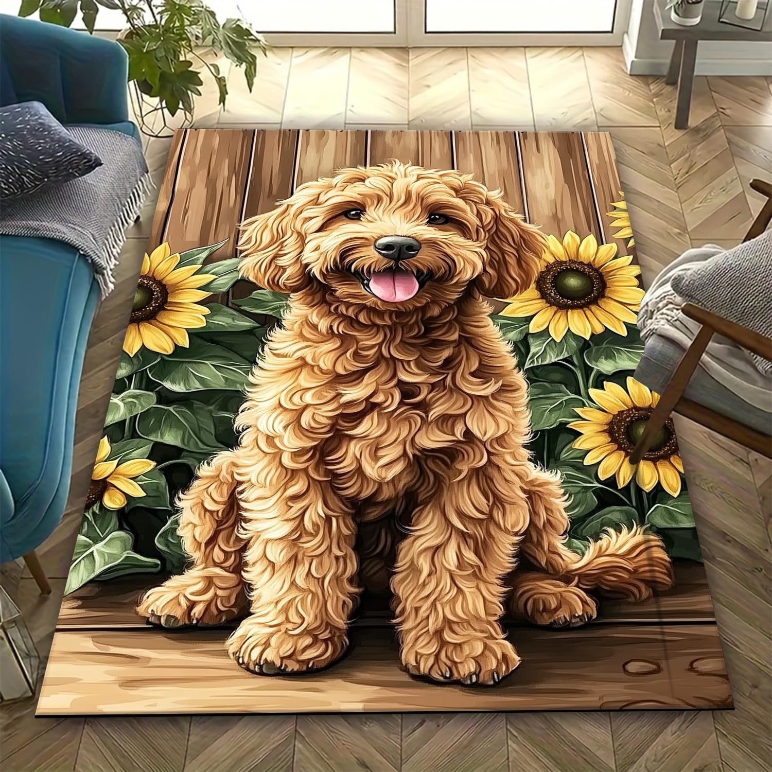 Tapis salon chien 3D rectangulaire motif 028T032R