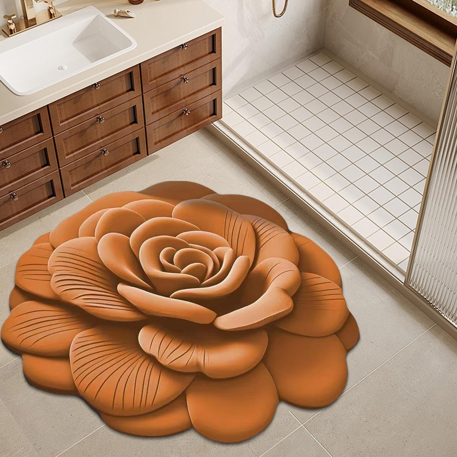 Alfombras de Ducha para baño, Alfombrilla de Ducha Antideslizante Floral 3D, Almohadilla de Reutilizable para Puertas, Puertas, pasillos, entradas, Alfombra de | Reutilizable En Entrada De Aseo, Sala De Estar, Dormitorio Y Cocina