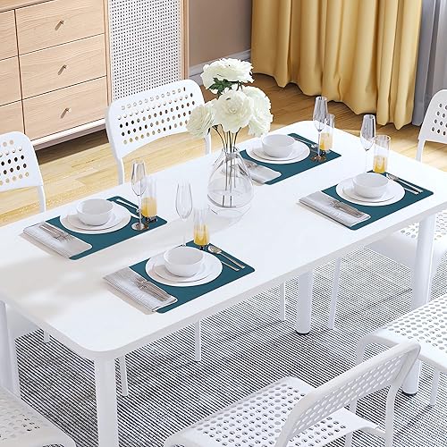 Miniatura 8 de Vinjiasin Juego de 6 manteles individuales para mesa de comedor, impermeables, lavables, duraderos, resistentes al calor, reversibles, de cuero,