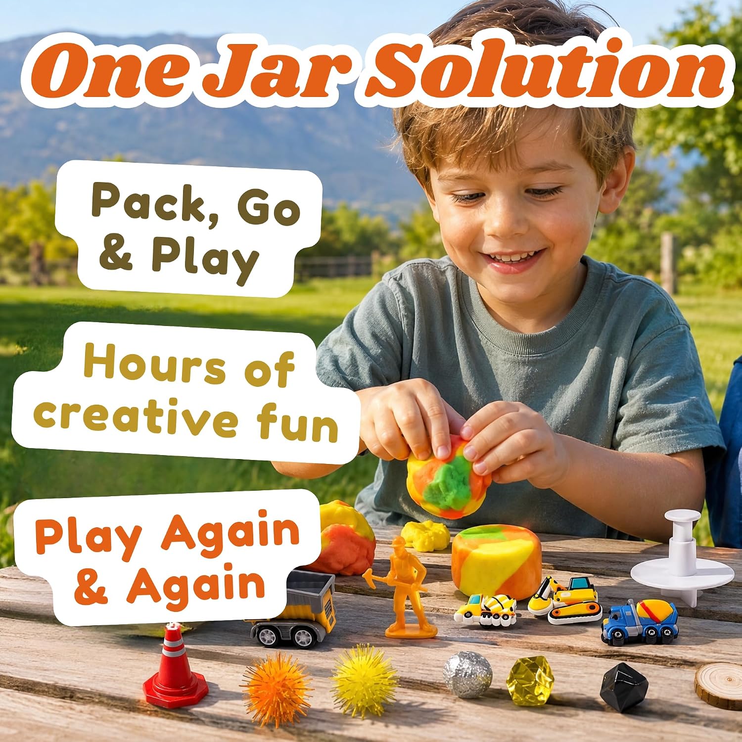 Construction Themed Sensory Dough Jar - Portable Travel Toy for Kids image 3