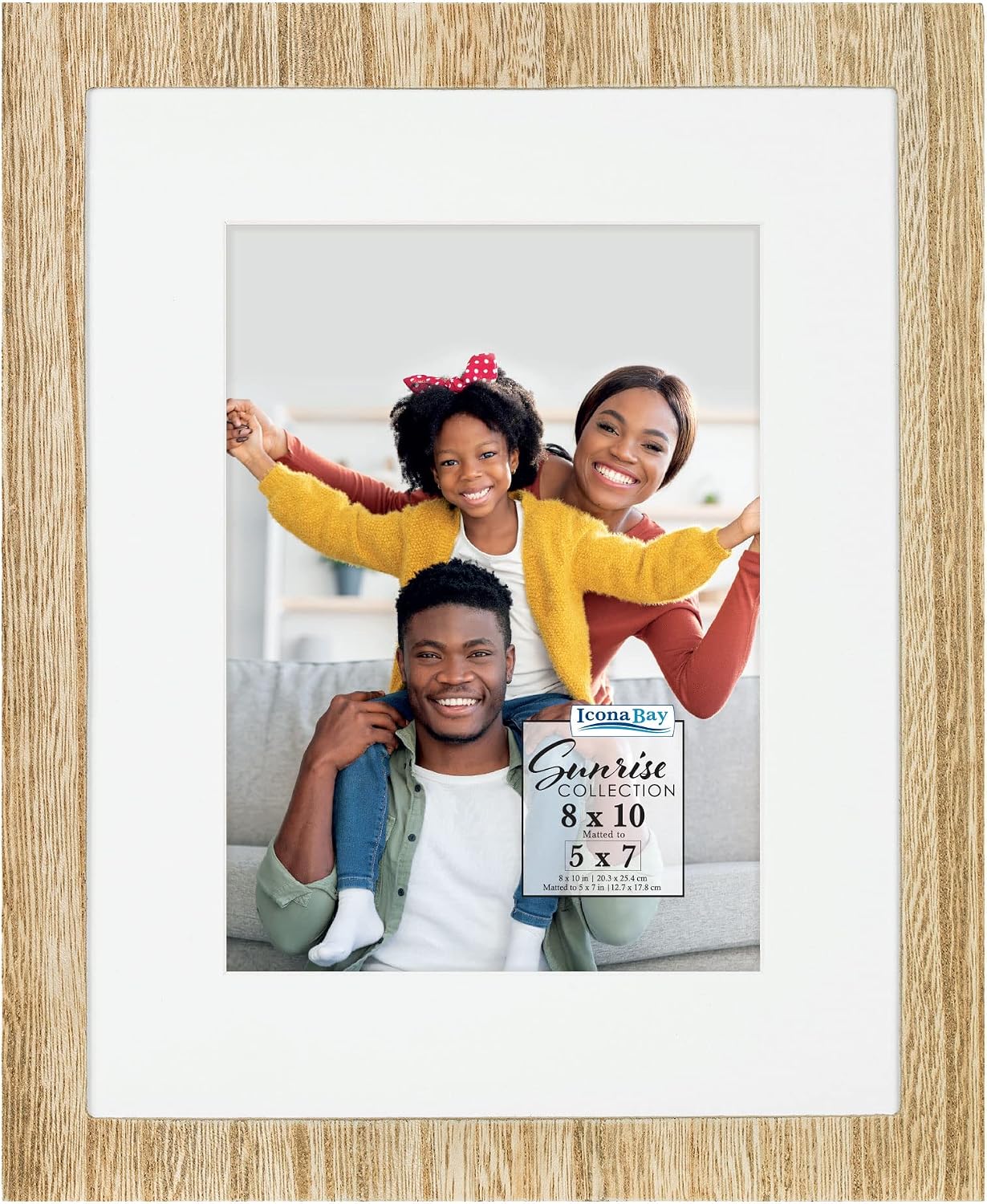 Icona Bay 8x10 Mat to 5x7 Ash Brown Solid One-Piece Wood Composite Picture Frame, Modern Farmhouse, Sunrise Collection