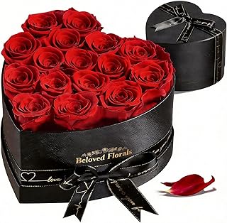 16 Preserved Flowers Rose in a Box, Gifts for Women Mom Her Wife on Mothers Day Valentines Birthday Christmas Anniversary Romantic(Red)