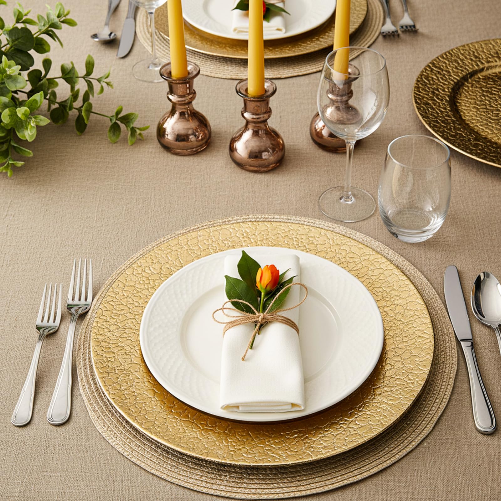 Kingrol Set of 6 Gold Plastic Charger Plates, 13