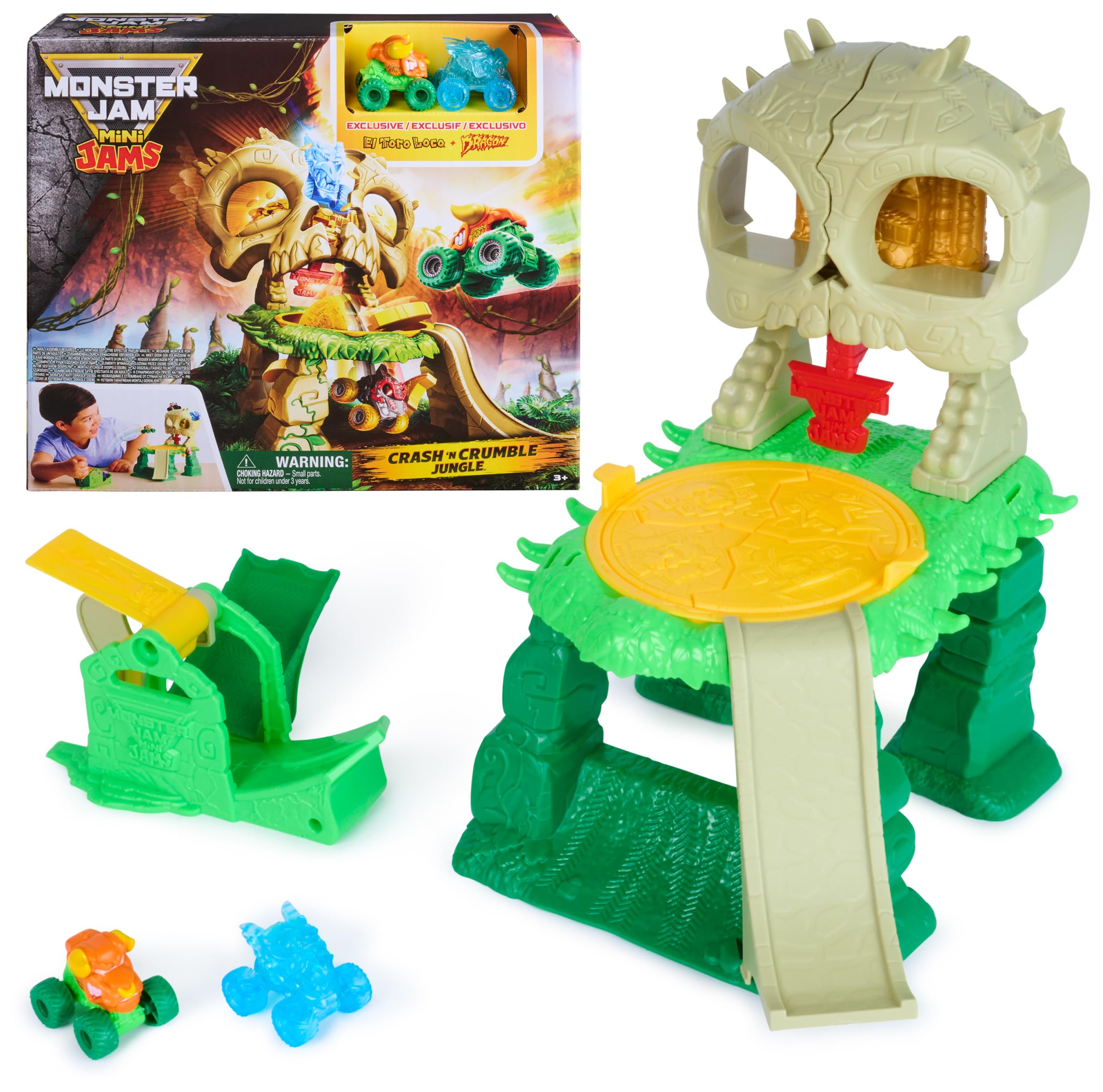 Monster Jam Mini Jams Crash 'N Crumble Jungle Playset