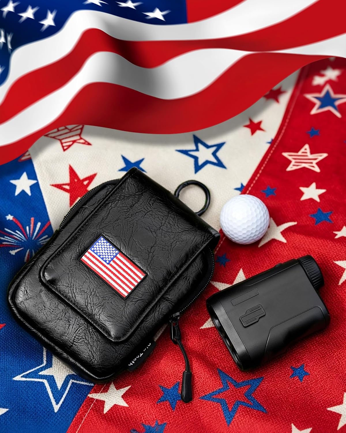BIG TEETH Golf Rangefinder Hard Shell Case Compatible for Bushnell/Callaway/Tectectec,Universal Patriotic US Flag Range Finder Carry Bag for Most Brands Rangefinders (Case Only)
