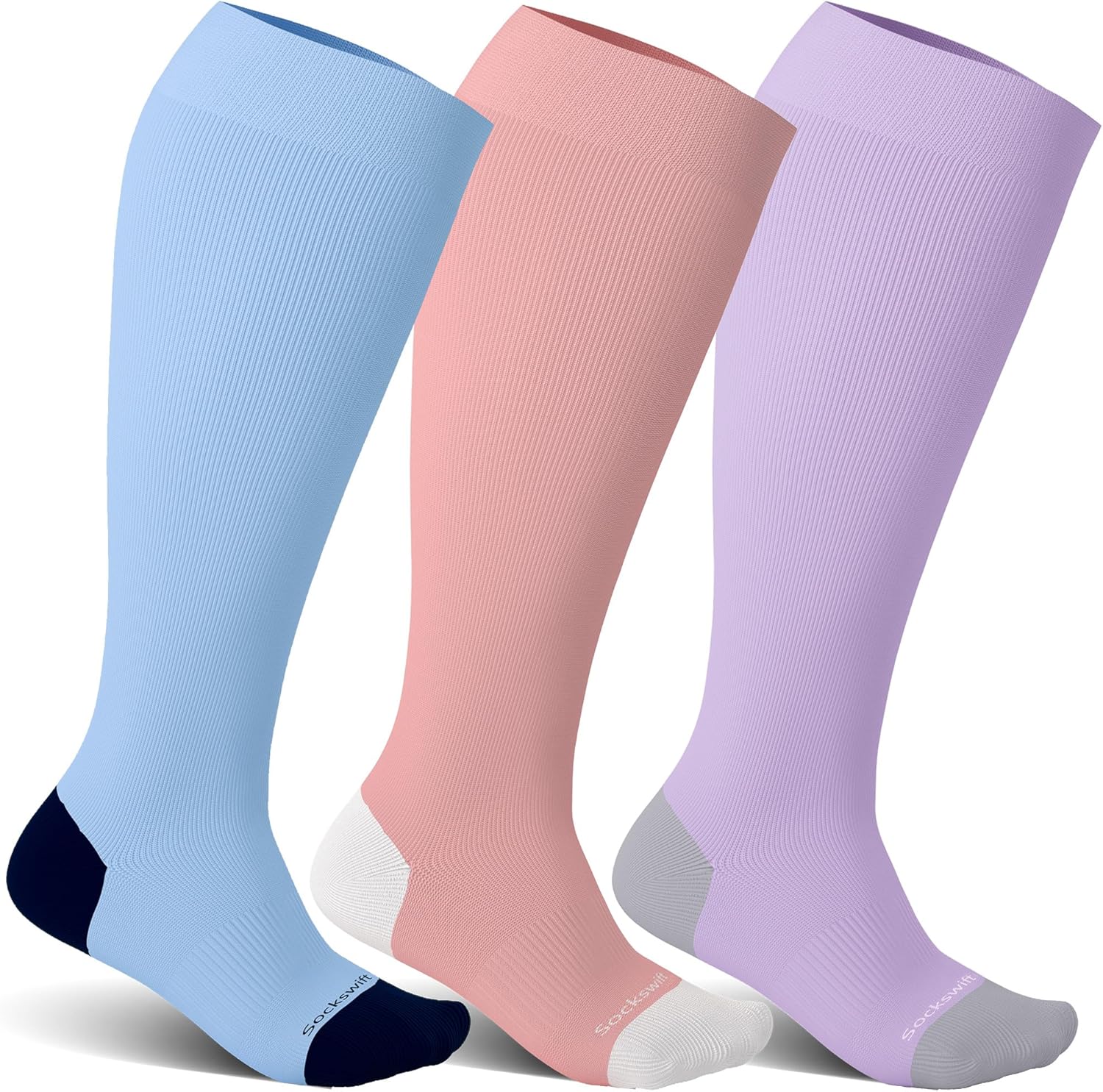 Bamboo Viscose Plus Size Compression Socks Wide Calf 15-20mmHg Knee High Sock for Nurses, Pregnant Women, Travel