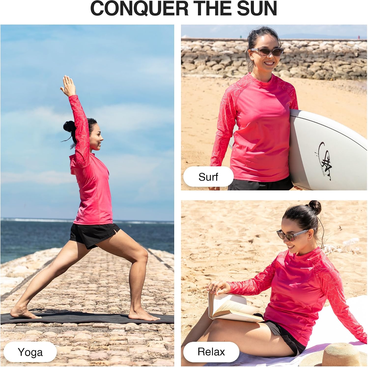 Kanu Surf Women's Gabby UPF 50+ Long Sleeved Active Rashguard & Workout Top