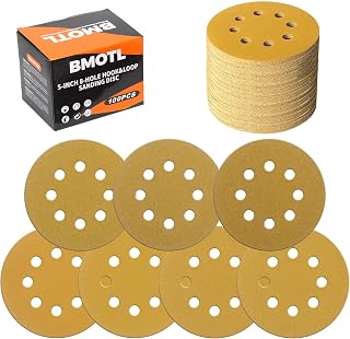 100Pcs 5-Inch 8-Hole Hook & Loop Sanding Discs Assortment: 60 80 120 150 220 320 400 600 Girt for Automotive Polishing Woodworking/Metalworking, Sandpaper for Orbital Sander