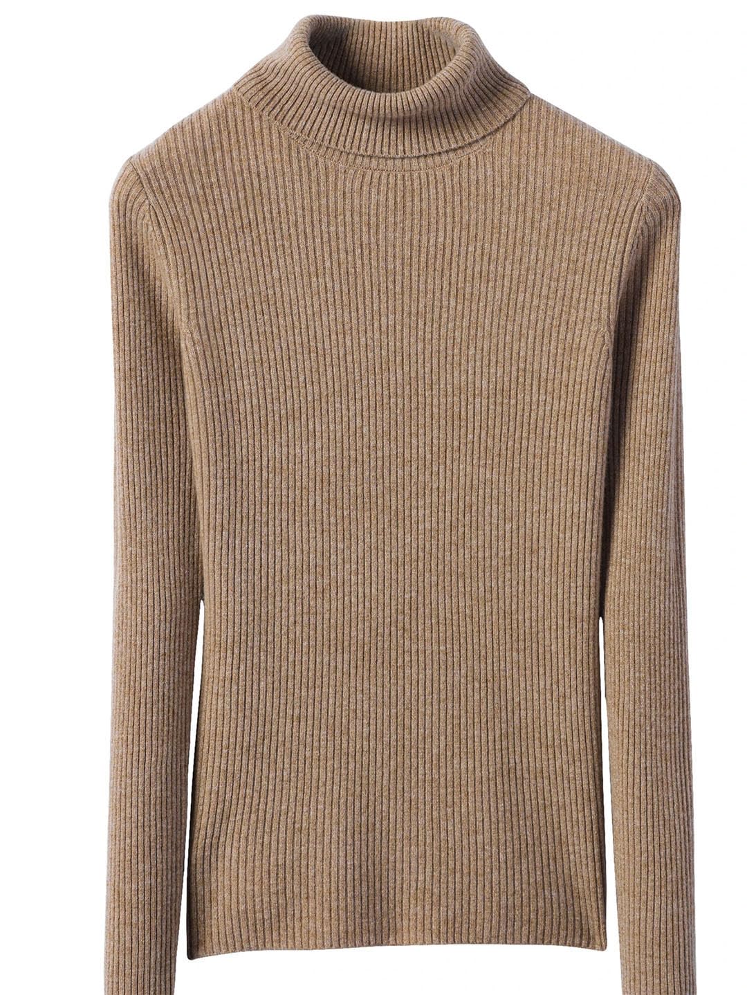 Maglione da donna a collo alto in lana lavorato a maglia a maniche lunghe caldo top